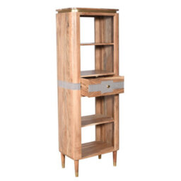 Alicia Acacia Wood 1 Drawers Slim Bookcase - thumbnail 3