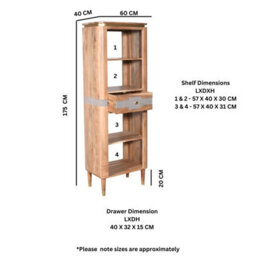 Alicia Acacia Wood 1 Drawers Slim Bookcase - thumbnail 4