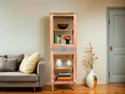Alicia Acacia Wood 1 Drawers Slim Bookcase - thumbnail 5