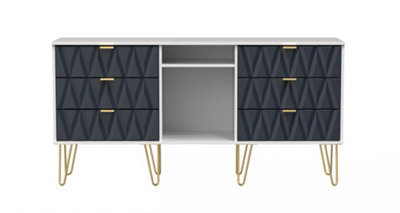 Dallas 6 Drawer Sideboard In Indigo Matt & White (Ready Assembled) - image 1