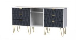 Dallas 6 Drawer Sideboard In Indigo Matt & White (Ready Assembled) - thumbnail 3