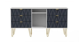 Dallas 6 Drawer Sideboard In Indigo Matt & White (Ready Assembled)