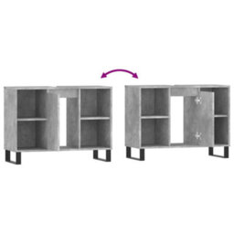 Berkfield Bathroom Cabinet Concrete Grey 80X33X60 Cm Engineered Wood - thumbnail 9