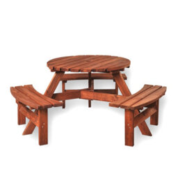 Leisurebench Brentwood 6 Seat Round 170Cm Picnic Table - Brown - thumbnail 4