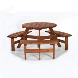 Leisurebench Brentwood 6 Seat Round 170Cm Picnic Table - Brown - thumbnail 2