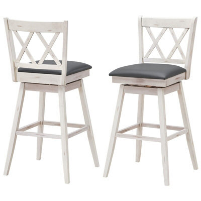 Gainoom Set Of 2 White Bar Stools Counter Height Chair Pub Swiveling Seat 29Inch - image 1