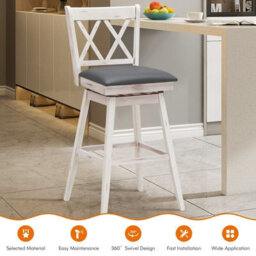 Gainoom Set Of 2 White Bar Stools Counter Height Chair Pub Swiveling Seat 29Inch - thumbnail 5