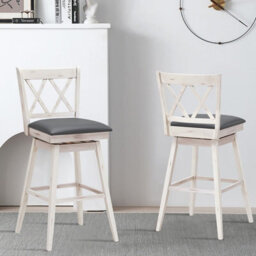 Gainoom Set Of 2 White Bar Stools Counter Height Chair Pub Swiveling Seat 29Inch - thumbnail 3