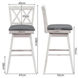 Gainoom Set Of 2 White Bar Stools Counter Height Chair Pub Swiveling Seat 29Inch - thumbnail 2