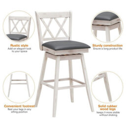 Gainoom Set Of 2 White Bar Stools Counter Height Chair Pub Swiveling Seat 29Inch - thumbnail 8