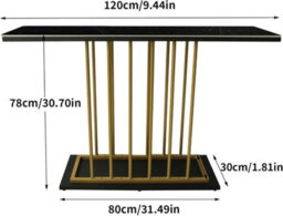 Hygrad Built to Survive Large Free Standing Sintered Stone With Metal Frame Console Sofa End Table Hallway Furniture Home 120Cm Wide - thumbnail 3