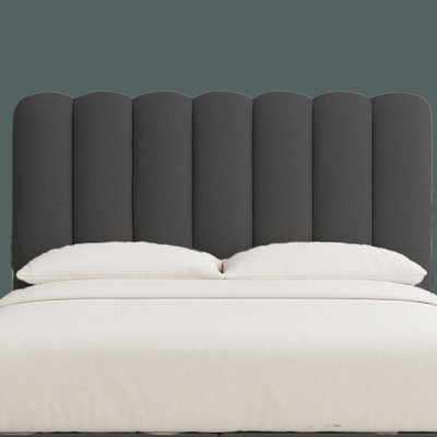 "Urban Textures - Elara Luxury 20"" High Boucle Fabric Upholstered Cloud Headboard - Steel" - image 1