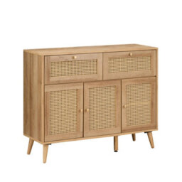 Swish Furniture Manila Oak & Rattan 3 Door 2 Drawer Sideboard Living Dining Room Hallway Storage Furniture - thumbnail 4