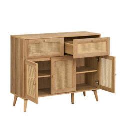 Swish Furniture Manila Oak & Rattan 3 Door 2 Drawer Sideboard Living Dining Room Hallway Storage Furniture - thumbnail 6