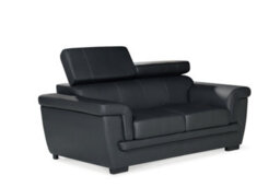 Genuine Leather Black 2 Seater Sofa - thumbnail 4