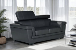 Genuine Leather Black 2 Seater Sofa - thumbnail 2