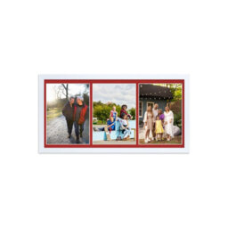 AK Frames 16X8 Walnut Sleek Multi Photo Frame With Crimson Mount - Holds 3 Apertures (3X) 7X5 Photos