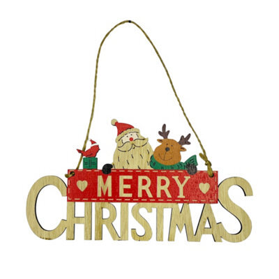 Neel Blue Rustic Wooden Christmas Table Sign, Merry Xmas Tabletop Centrepiece, Wood Table Ornament - image 1