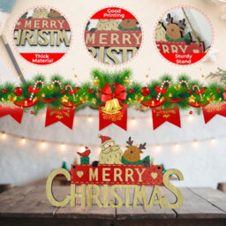 Neel Blue Rustic Wooden Christmas Table Sign, Merry Xmas Tabletop Centrepiece, Wood Table Ornament - thumbnail 2