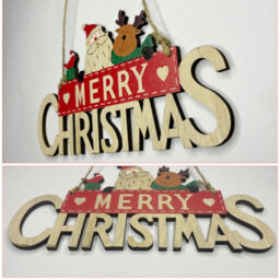 Neel Blue Rustic Wooden Christmas Table Sign, Merry Xmas Tabletop Centrepiece, Wood Table Ornament - thumbnail 6
