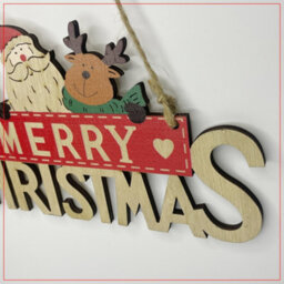 Neel Blue Rustic Wooden Christmas Table Sign, Merry Xmas Tabletop Centrepiece, Wood Table Ornament - thumbnail 5