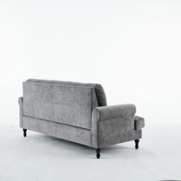 Padded 3 Seater Sofa, Gray Velvet Upholstered 3 Seater Sofa - thumbnail 4