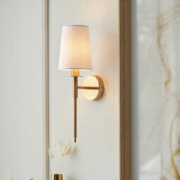 Luminosa Lighting Luminosa Florence Wall Lamp Vintage Brass Finish & Vintage White Fabric 6W Led E14 - thumbnail 3