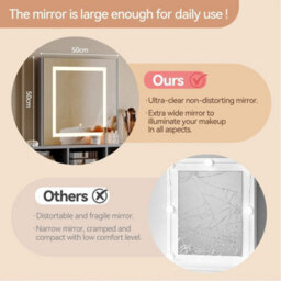 Grey Dressing Table W/mirror, Drawers, Led Lights & Large Open Storage Areas - thumbnail 4