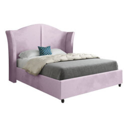 Winchester Curved Top Curved Winged Upholstered Soft Velvet Designer Bed Frame - thumbnail 1