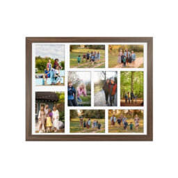 AK Frames 20X16 Walnut Sleek Multi Photo Frame With White Mount - Holds 9 Apertures (2X) 7X5, (7X) 6X4 Photos