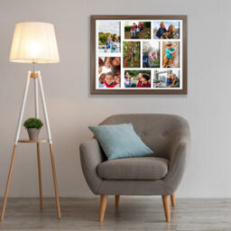 AK Frames 20X16 Walnut Sleek Multi Photo Frame With White Mount - Holds 9 Apertures (2X) 7X5, (7X) 6X4 Photos - thumbnail 3