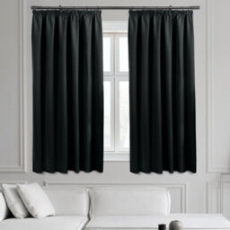 Ameha Plain Blackout Curtain Thick Thermal Insulated Pencil Pleat Black Kitchen Curtains 46''x54'' Pair With 2X Tie Backs - thumbnail 8