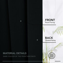 Ameha Plain Blackout Curtain Thick Thermal Insulated Pencil Pleat Black Kitchen Curtains 46''x54'' Pair With 2X Tie Backs - thumbnail 5