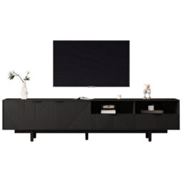"Btm Bohemian Tv Cabinet With Geometric Lines, Tv Stand For 90"" Tvs, 200X40X51Cm, Black, Storage Console" - thumbnail 6