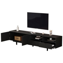 "Btm Bohemian Tv Cabinet With Geometric Lines, Tv Stand For 90"" Tvs, 200X40X51Cm, Black, Storage Console" - thumbnail 8