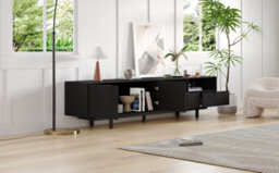 "Btm Bohemian Tv Cabinet With Geometric Lines, Tv Stand For 90"" Tvs, 200X40X51Cm, Black, Storage Console" - thumbnail 9
