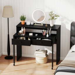 Gainoom Black Extendable Computer Desk Convertible Home Office Desk W/ Drawers - thumbnail 4