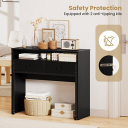 Gainoom Black Extendable Computer Desk Convertible Home Office Desk W/ Drawers - thumbnail 8