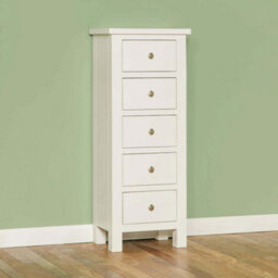 Cornish White 5 Drawer Tallboy Chest Fully Assembled - By Roseland Furniture - thumbnail 7
