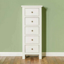 Cornish White 5 Drawer Tallboy Chest Fully Assembled - By Roseland Furniture - thumbnail 8
