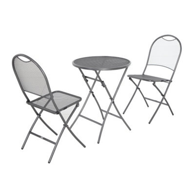 Pacific Lifestyle Folding Mesh Metal Bistro Set For 2 Table And Chairs For Garden Patio - image 1