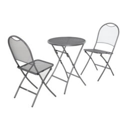 Pacific Lifestyle Folding Mesh Metal Bistro Set For 2 Table And Chairs For Garden Patio - thumbnail 1
