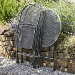 Pacific Lifestyle Folding Mesh Metal Bistro Set For 2 Table And Chairs For Garden Patio - thumbnail 2
