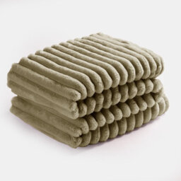OHS Faux Fur Ribbed Fleece Throw Over Bed Blanket Winter Warm Supersoft, Sage - thumbnail 4