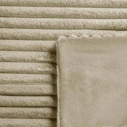OHS Faux Fur Ribbed Fleece Throw Over Bed Blanket Winter Warm Supersoft, Sage - thumbnail 8