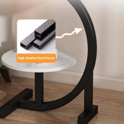 Black 2 Tier Side Table C Shaped Sofa End Table Coffee Laptop Desk Living Room - thumbnail 3