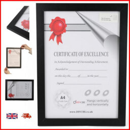 Divchi A4 Photo Frame Mdf Freestanding Tabletop And Wall Mountable Picture Frame Certificate Art Print Poster Frames (Black) - thumbnail 6