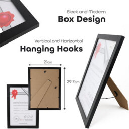 Divchi A4 Photo Frame Mdf Freestanding Tabletop And Wall Mountable Picture Frame Certificate Art Print Poster Frames (Black) - thumbnail 5