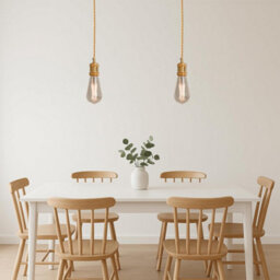 2 Pack Vintage French Gold E27 Pendant Light Kit With 2M Twisted Fabric Cable & Ceiling Rose  Industrial Hanging Ceiling Lights - thumbnail 3