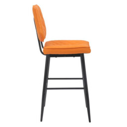 Baker Orange Real Leather Bar Stool With Black Metal Frame - thumbnail 4